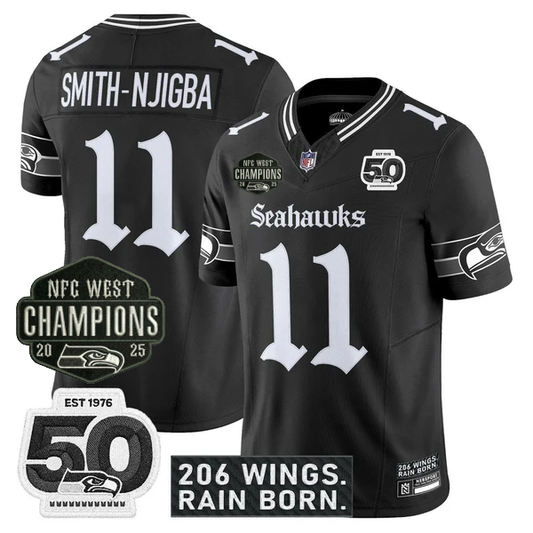 SEA 2026 NFC West Champions 'Gothic Rain City Shadows Edition' Jersey - 50th Anniversary Patch - Stitched