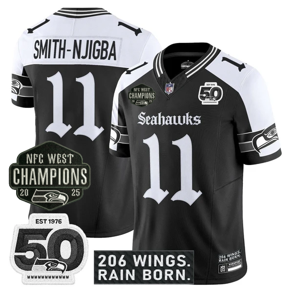 SEA 2026 NFC West Champions 'Gothic Rain City Shadows Edition' Jersey - 50th Anniversary Patch - All Stitched