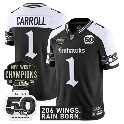 SEA 2026 NFC West Champions 'Gothic Rain City Shadows Edition' Jersey - 50th Anniversary Patch - All Stitched
