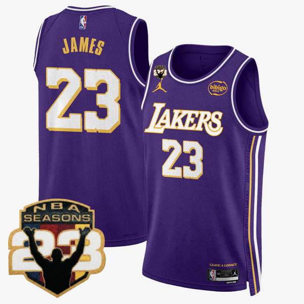LAL LeBron Jame 23 Seasons Patch Special Jersey - All Stitched