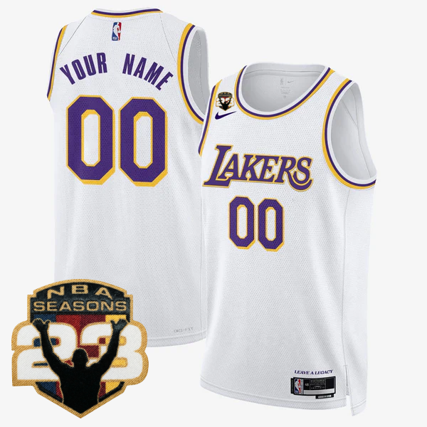 Custom LAL LeBron Jame 23 Seasons Patch Special Jersey - All Stitched