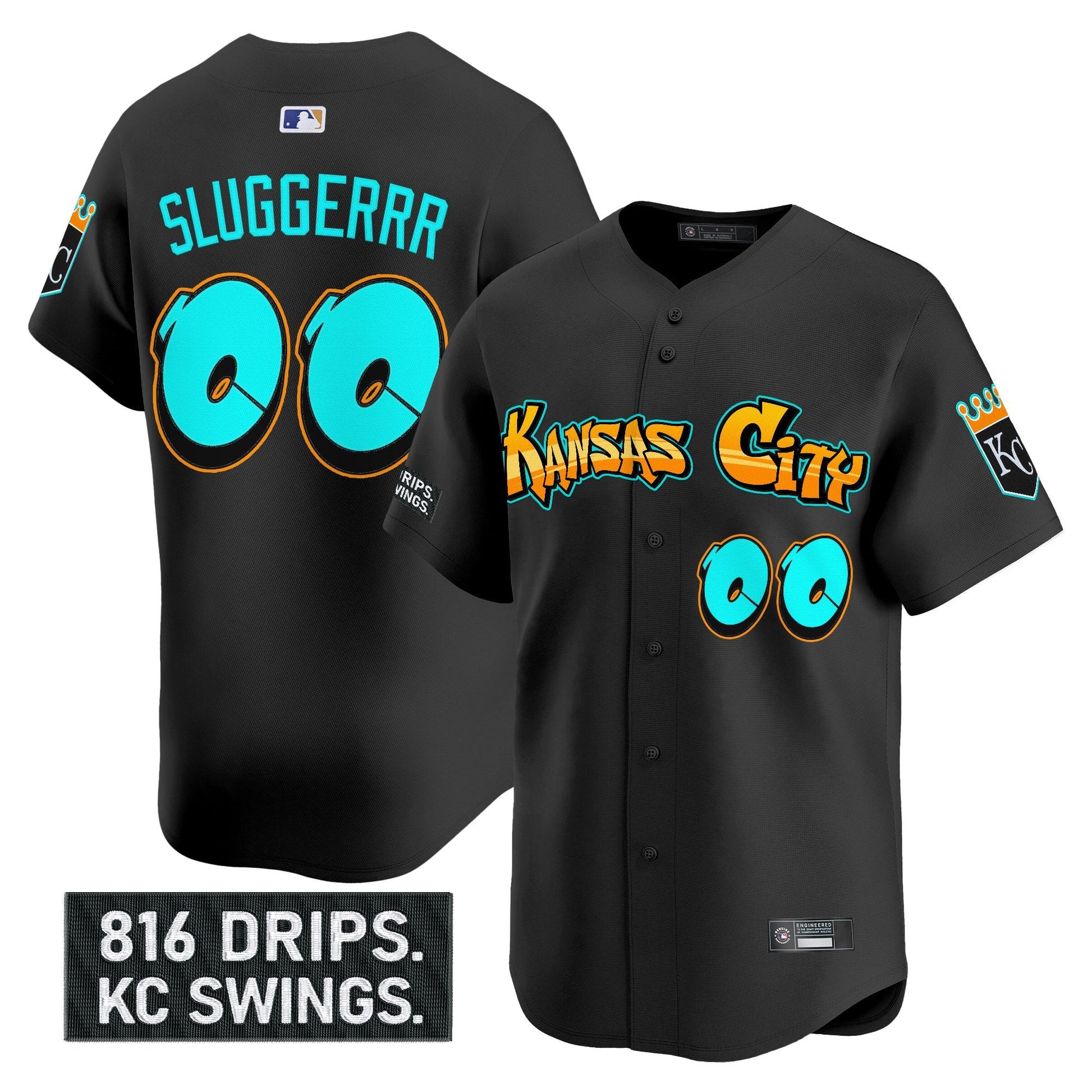 Men's Kansas City Royals 'Graffiti Crown Drop Edition' Vapor Premier Limited Jersey - All Stitched