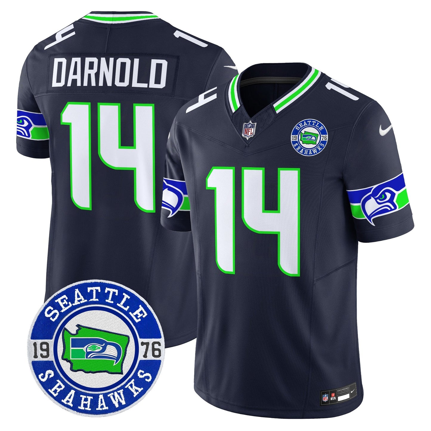 Men's Seahawks 2025 Seattle Est. 1976 Patch Vapor Limited Jersey - All Stitched