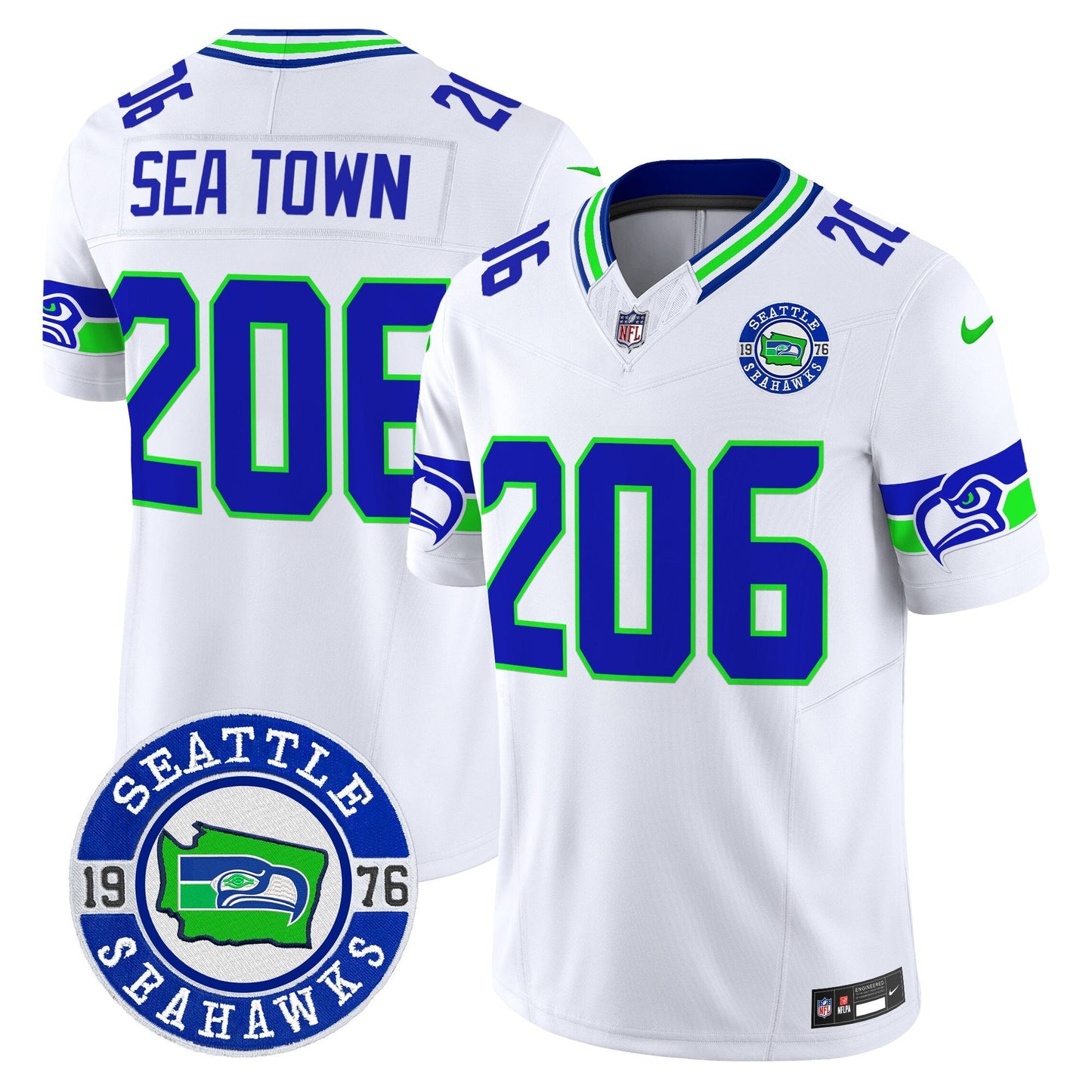 Men's Seahawks 2025 Seattle Est. 1976 Patch Vapor Limited Jersey - All Stitched