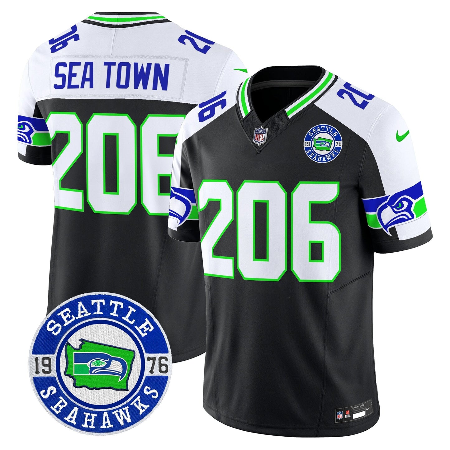 Men's Seahawks 2025 Seattle Est. 1976 Patch Vapor Limited Jersey - All Stitched