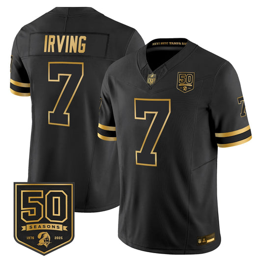 Men's Tampa Bay Buccaneers Throwback 50th Season Patch Gold Vapor Limited Jersey - All Stitched