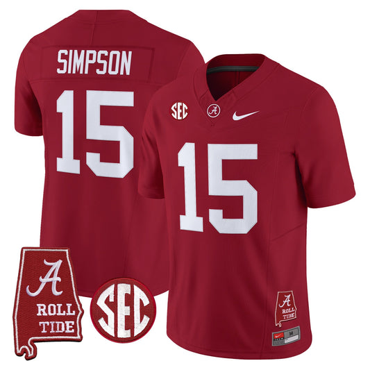 Men's Alabama Crimson Tide 2025 Vapor Limited Jersey - Alabama Map - All Stitched