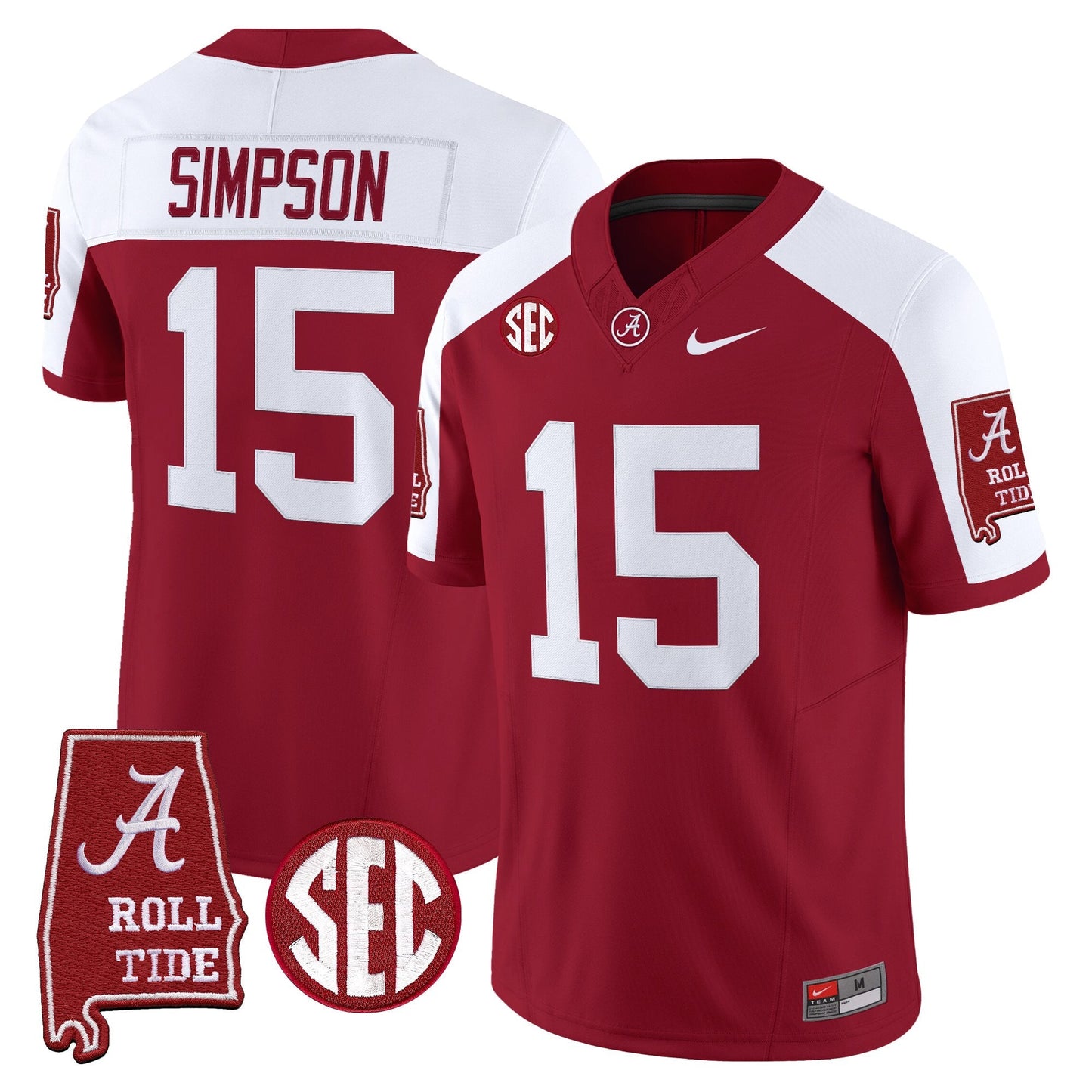 Men's Alabama Crimson Tide 2025 Vapor Limited Jersey - Alabama Map - All Stitched