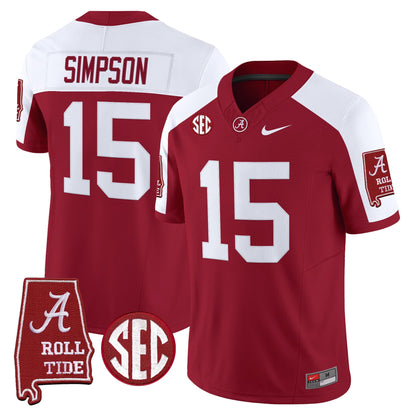 Men's Alabama Crimson Tide 2025 Vapor Limited Jersey - Alabama Map - All Stitched