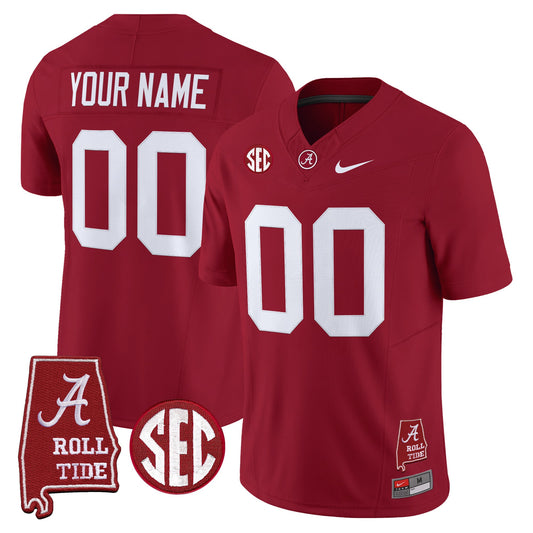 Alabama Crimson Tide 2025 Vapor Limited Custom Jersey - Alabama Map - All Stitched