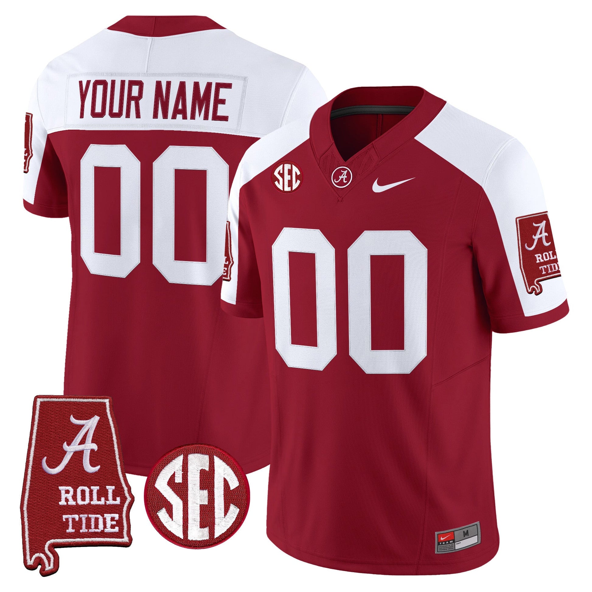 Alabama Crimson Tide 2025 Vapor Limited Custom Jersey - Alabama Map - All Stitched