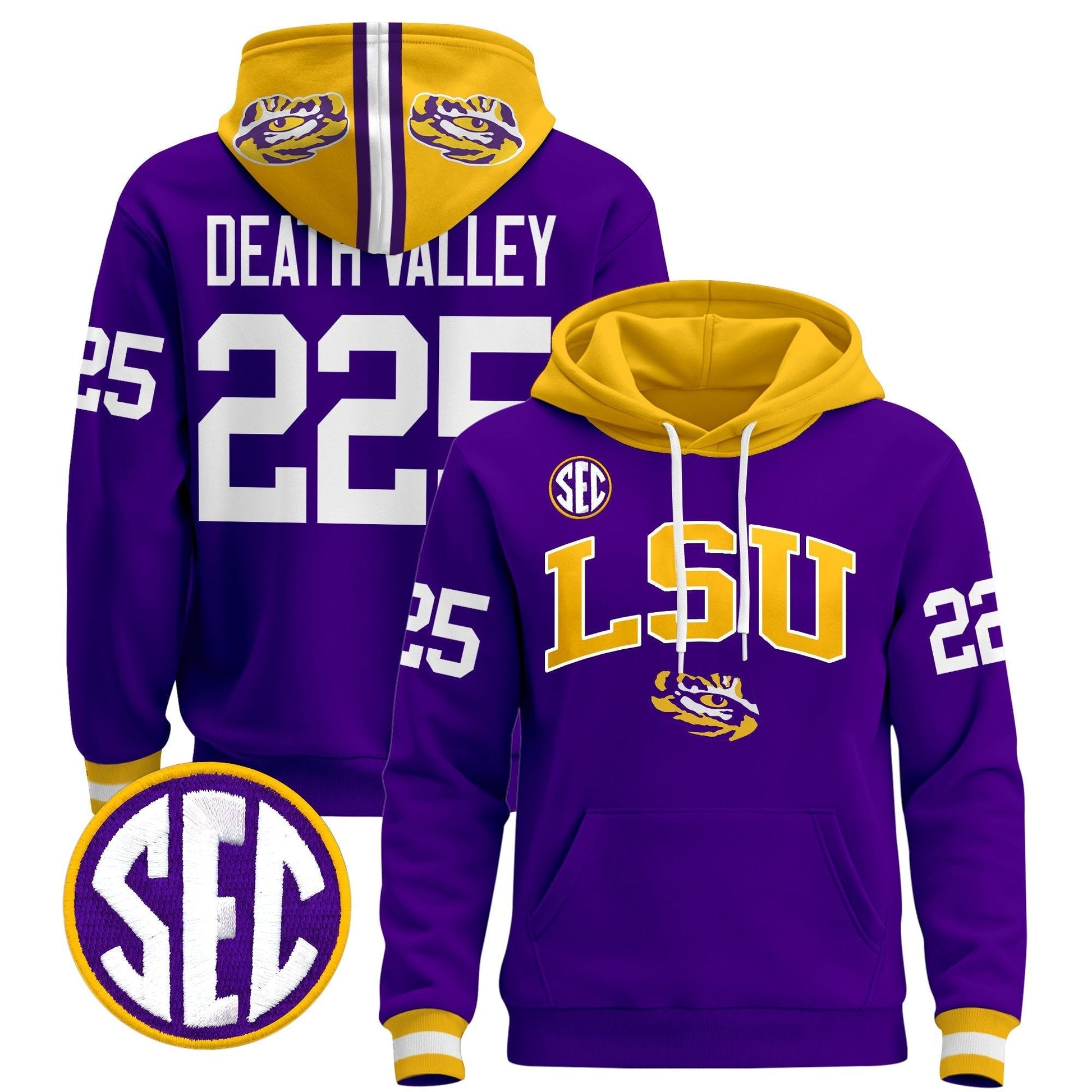 Men's LSU Tigers 2025 Premium Pullover Hoodie V2 - All Stitched