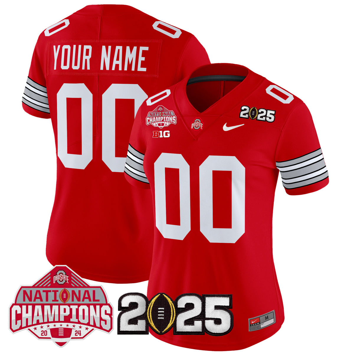 Ohio State Buckeyes 'Heritage Stripe' 2025 National Champions Patch Vapor Limited Custom Jersey - Stitched