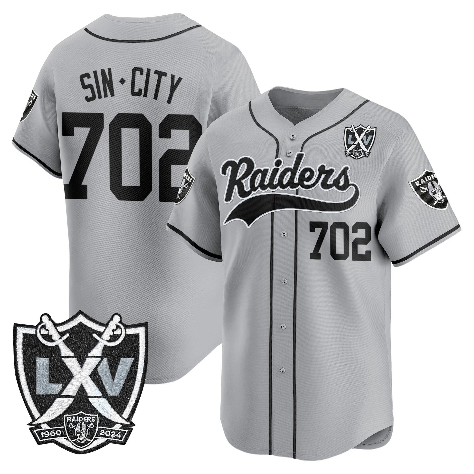 Las Vegas Raiders 65th Anniversary Patch Vapor Baseball Jersey - All Stitched