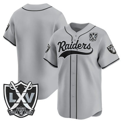 Las Vegas Raiders 65th Anniversary Patch Vapor Baseball Jersey - All Stitched