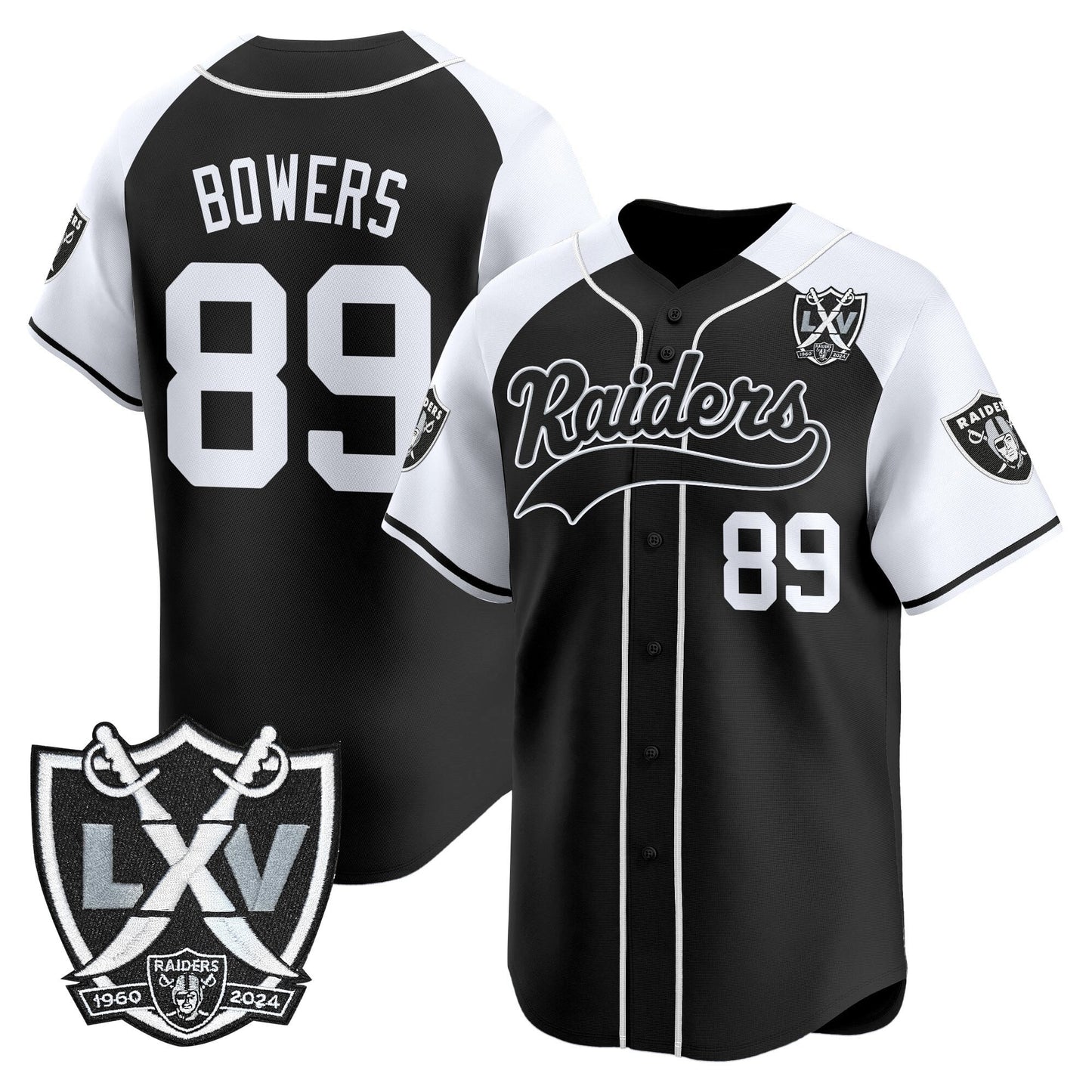 Las Vegas Raiders 65th Anniversary Patch Vapor Baseball Jersey - All Stitched