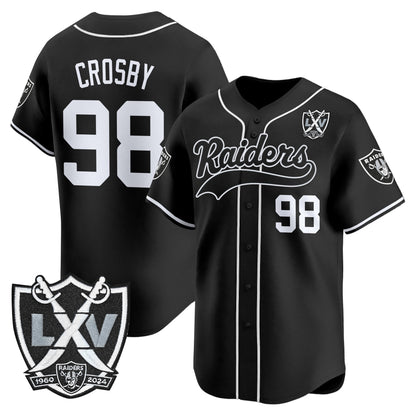 Las Vegas Raiders 65th Anniversary Patch Vapor Baseball Jersey - All Stitched