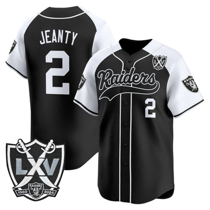 Las Vegas Raiders 65th Anniversary Patch Vapor Baseball Jersey - All Stitched