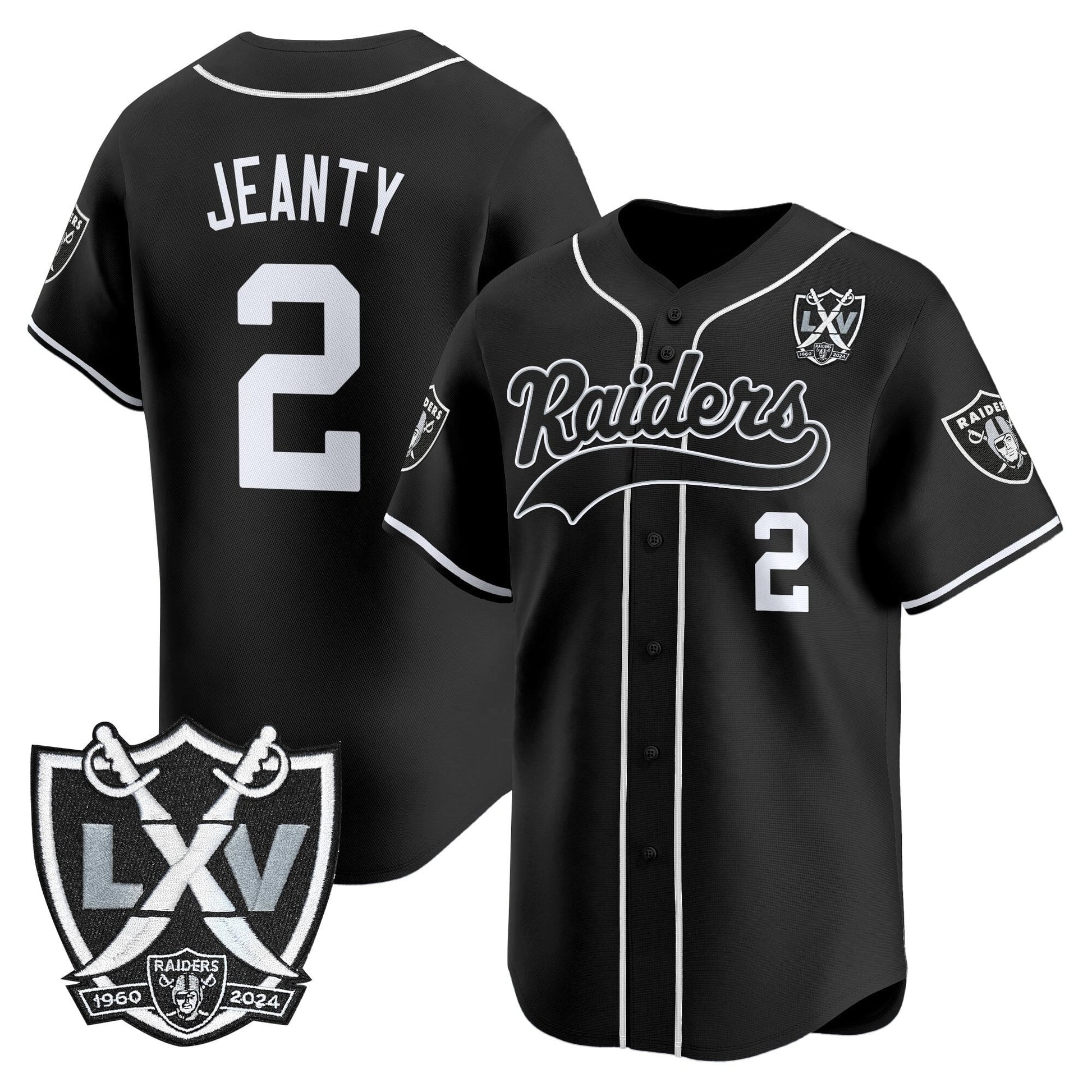 Las Vegas Raiders 65th Anniversary Patch Vapor Baseball Jersey - All Stitched