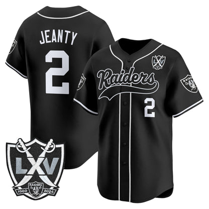Las Vegas Raiders 65th Anniversary Patch Vapor Baseball Jersey - All Stitched