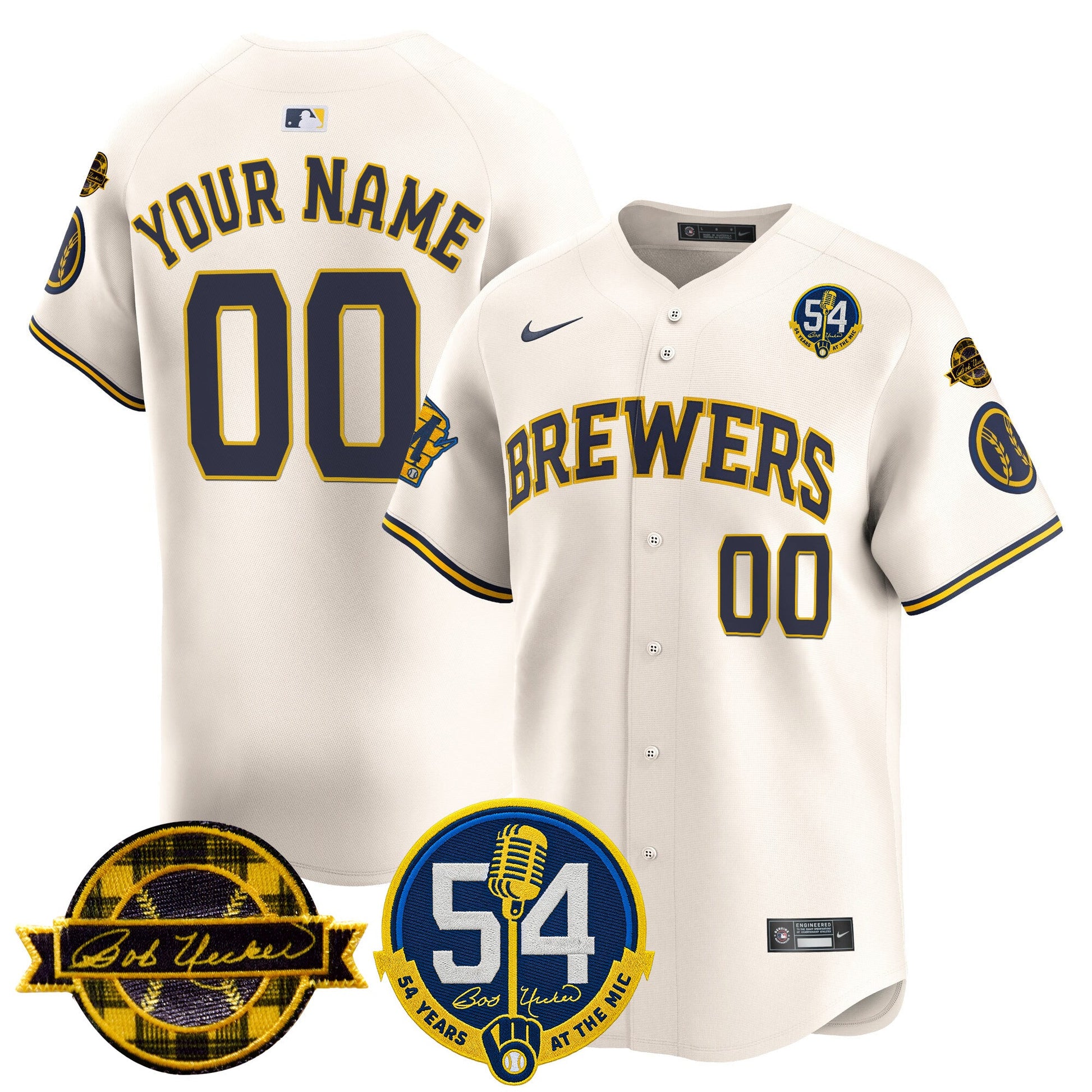 Milwaukee Brewers 'Bob Uecker - 54 Seasons for Brewers' Vapor Premier Limited Custom Jersey - All Stitched