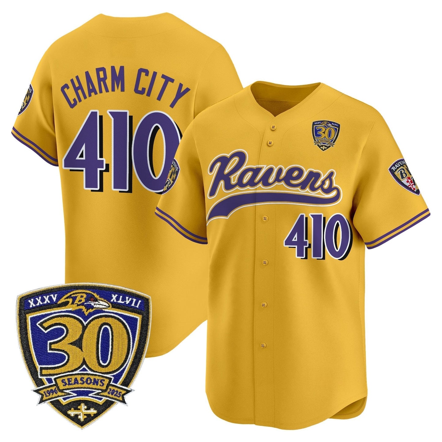 Men's Baltimore Ravens 2025 Vapor Baseball Jersey - 30th Anniversary Patch - All Stitched