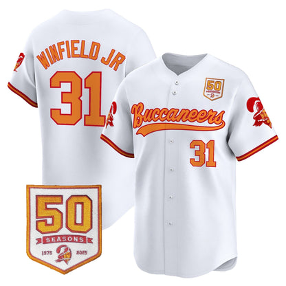 Men's Tampa Bay Buccaneers 50th Season Patch Vapor Baseball Jersey - All Stitched