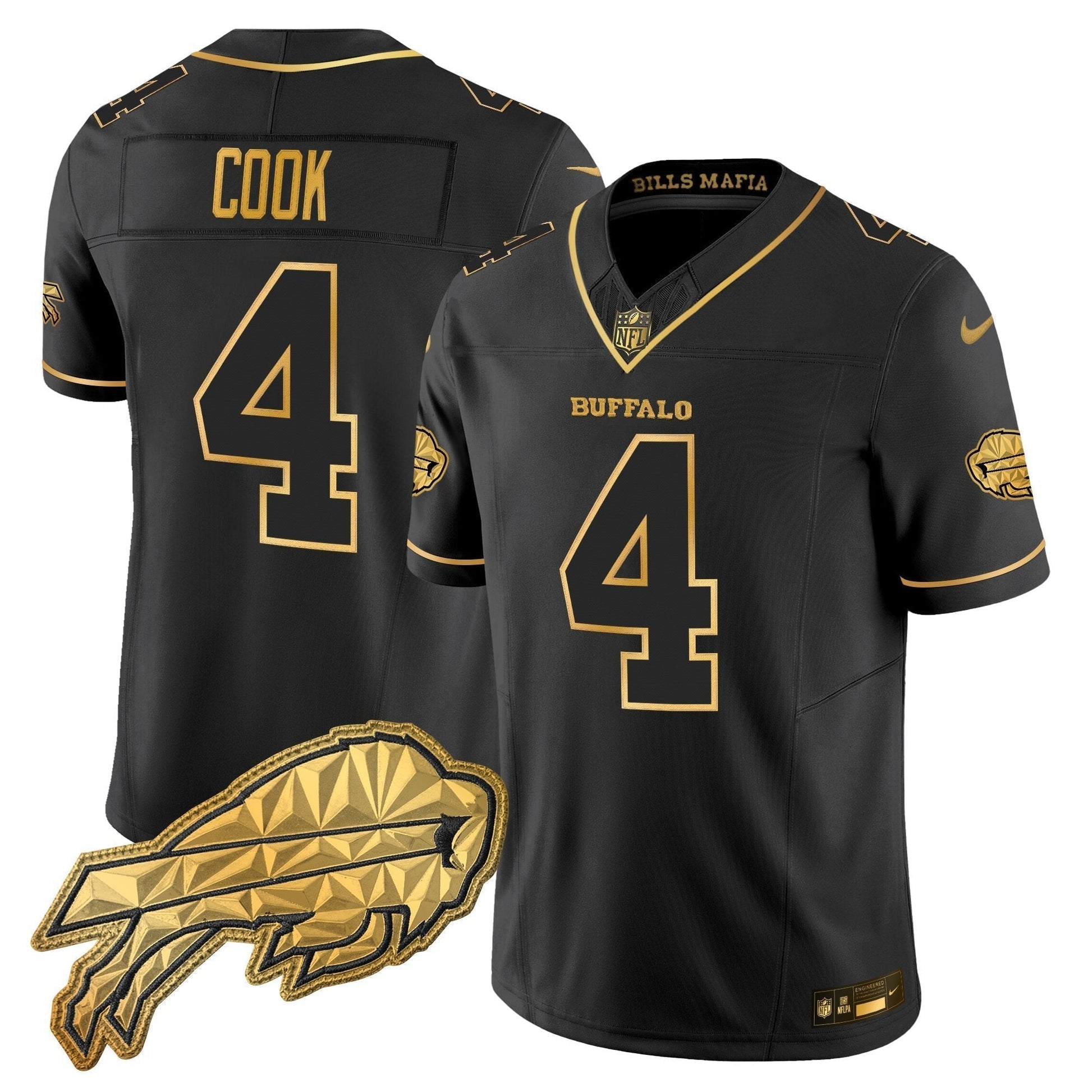 Men's Buffalo Bills 2025 "Rivalries" Gold Vapor Limited Jersey - All Stitched