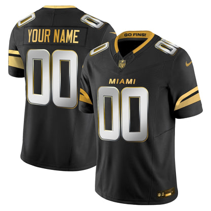 Miami Dolphins 2025 "Rivalries" Gold Vapor Limited Custom Jersey - All Stitched