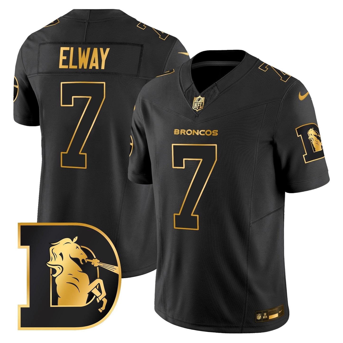 Men's Denver Broncos Throwback Gold Vapor Limited Jersey - All Stitched