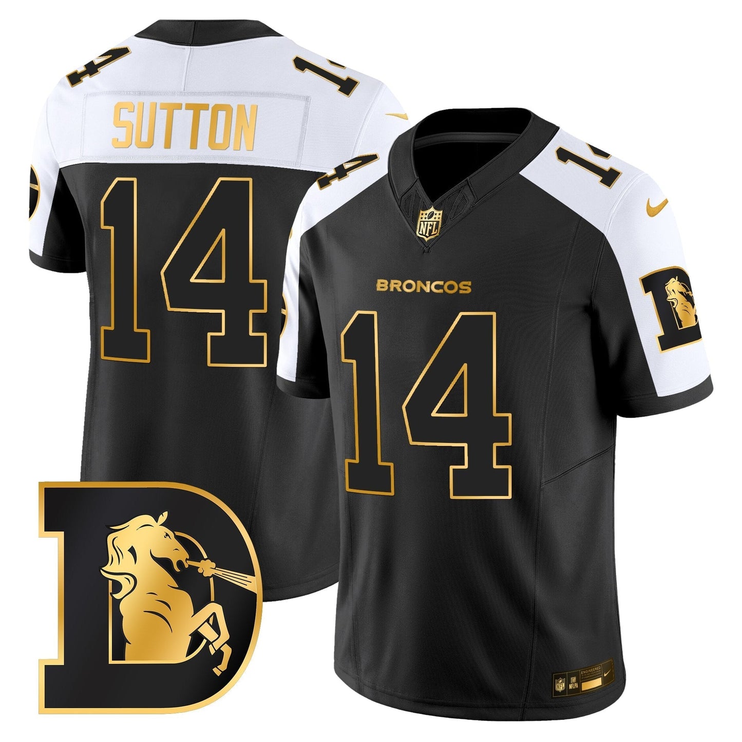 Men's Denver Broncos Throwback Gold Vapor Limited Jersey - All Stitched