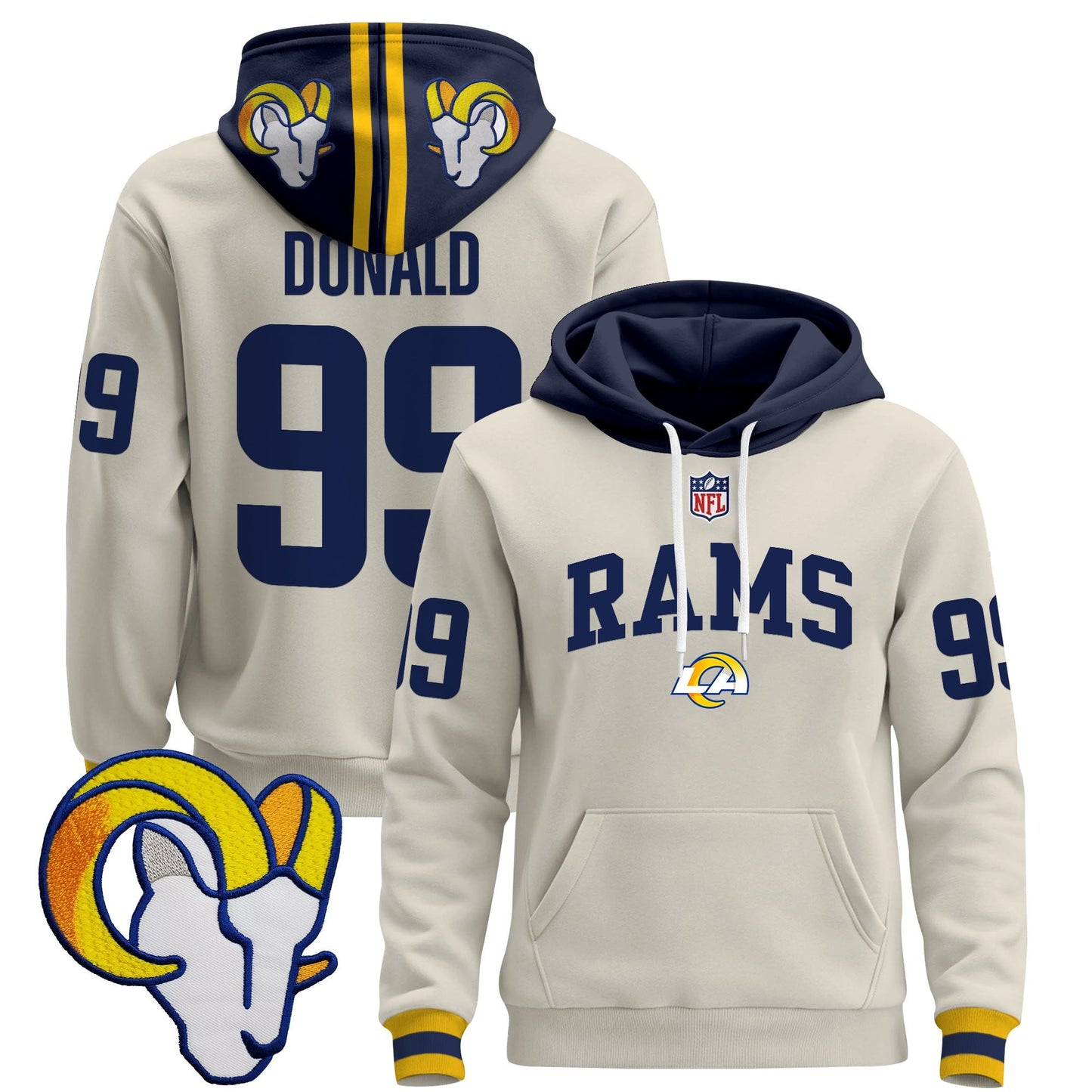 Men's Los Angeles Rams 2025 Premium Pullover Hoodie V2 - All Stitched