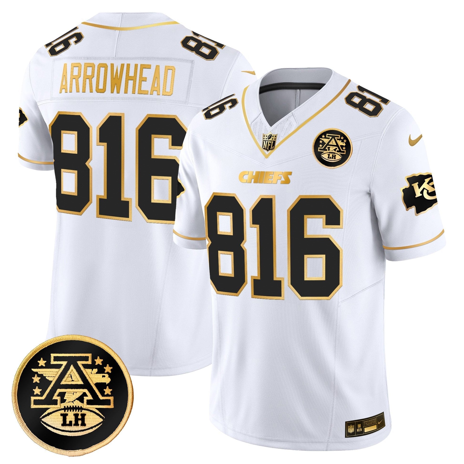 Men's Kansas City Chiefs 2025 Gold Vapor Limited Jersey - All Stitched