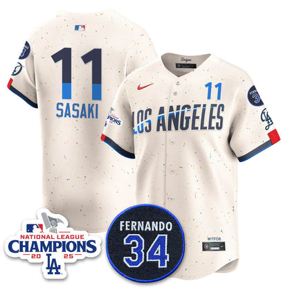 Los Angeles Dodgers 2025 NL Champions Jersey - All Stitched