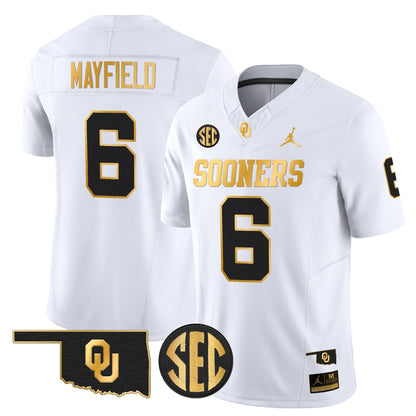 Men's Oklahoma Sooners 2025 Gold Vapor Limited Jersey - All Stitched