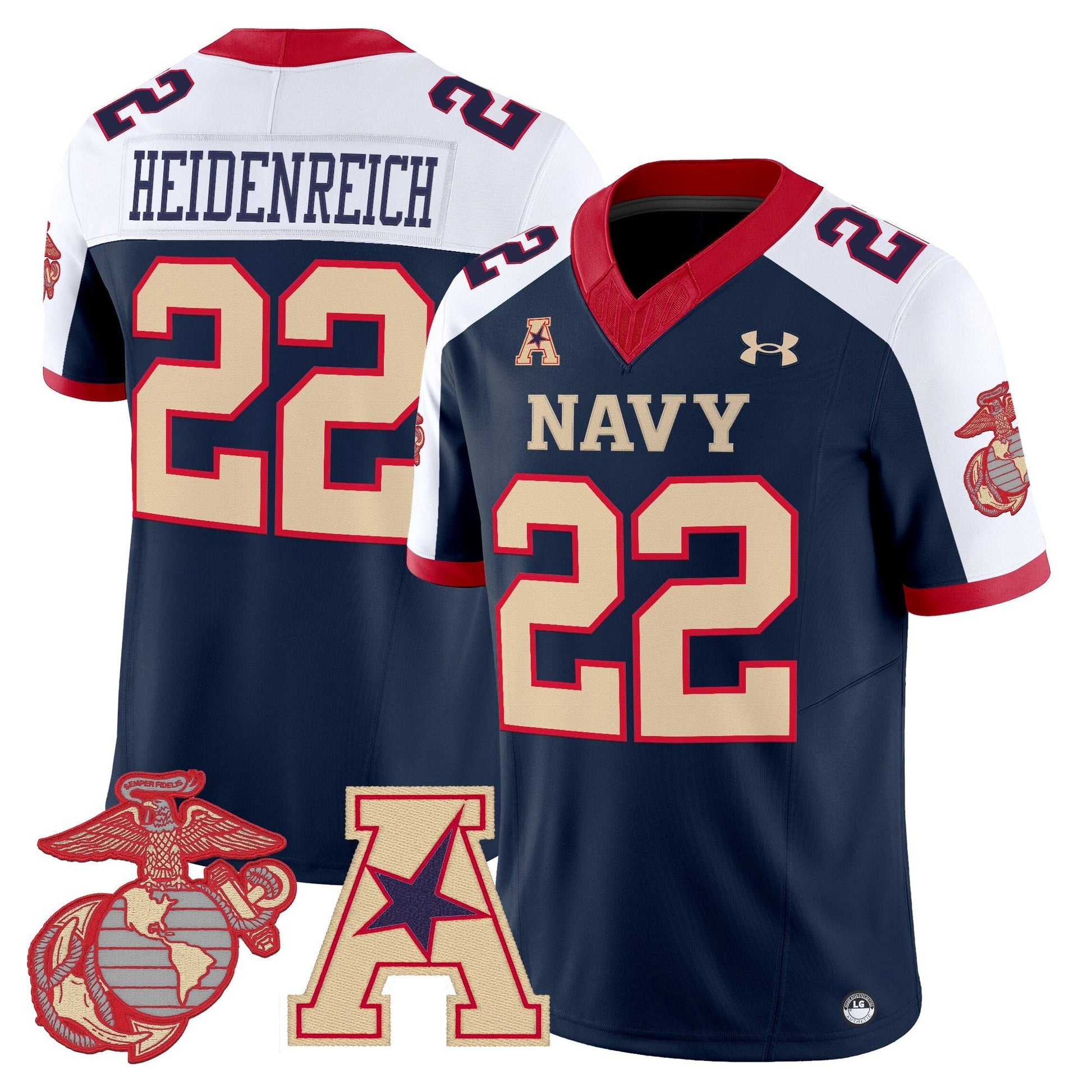 Men's Navy Midshipmen Vapor USMC Premier Jersey - All Stitched