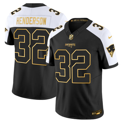 Men's New England Patriots 2025 Gold Vapor Limited Jersey - All Stitched