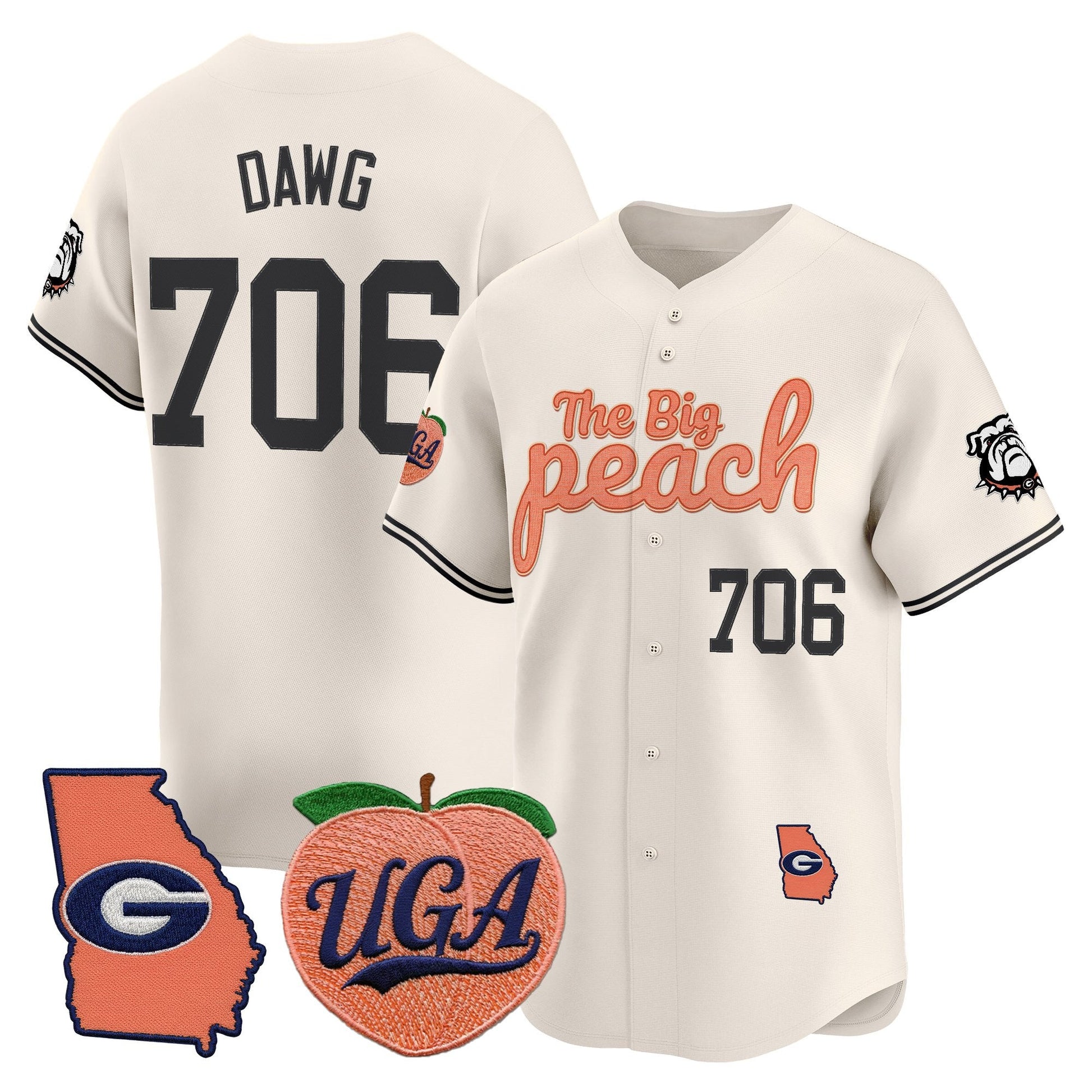 Men's Georgia Bulldogs The Big Peach Vapor Baseball Jersey - All stitched