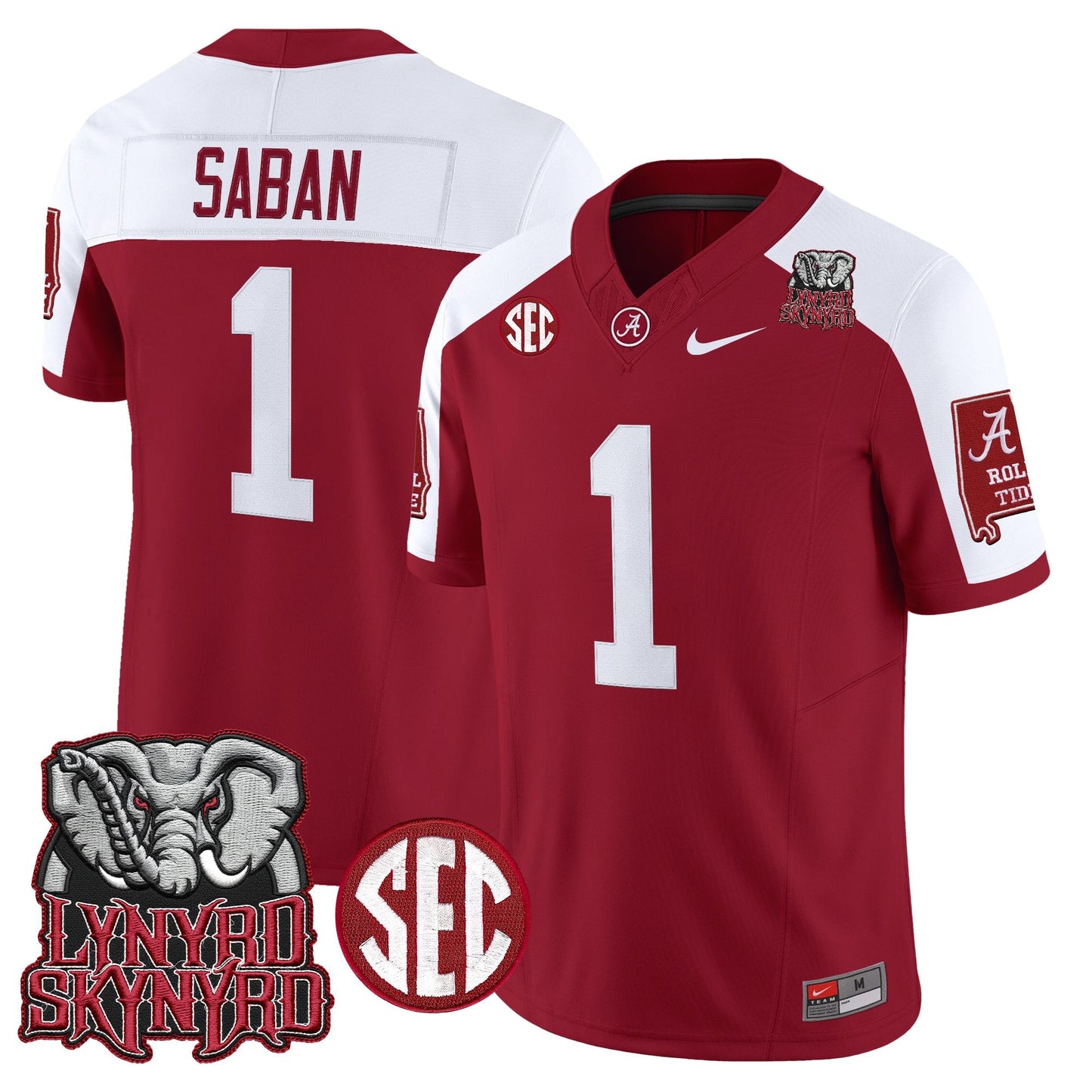 Men's Alabama Crimson Tide x Lynyrd Skynyrd Vapor Limited Jersey - Alabama Map - All Stitched