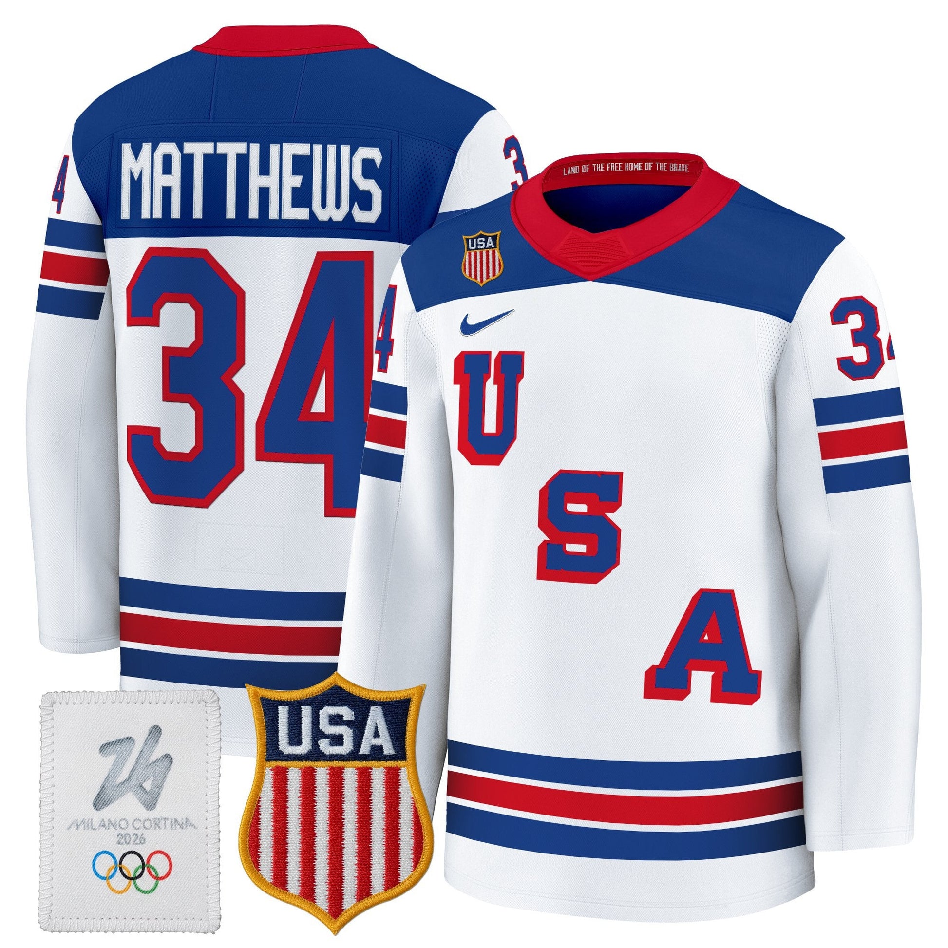 Men's 2026 USA Olympic Premium Hockey Jersey - All Stitched