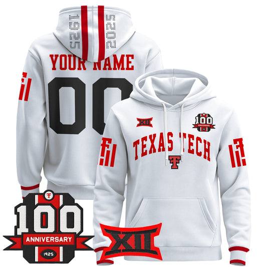 Texas Tech Red Raiders 2025 Premium Custom Pullover Hoodie - 100th Anniversary Patch - All Stitched