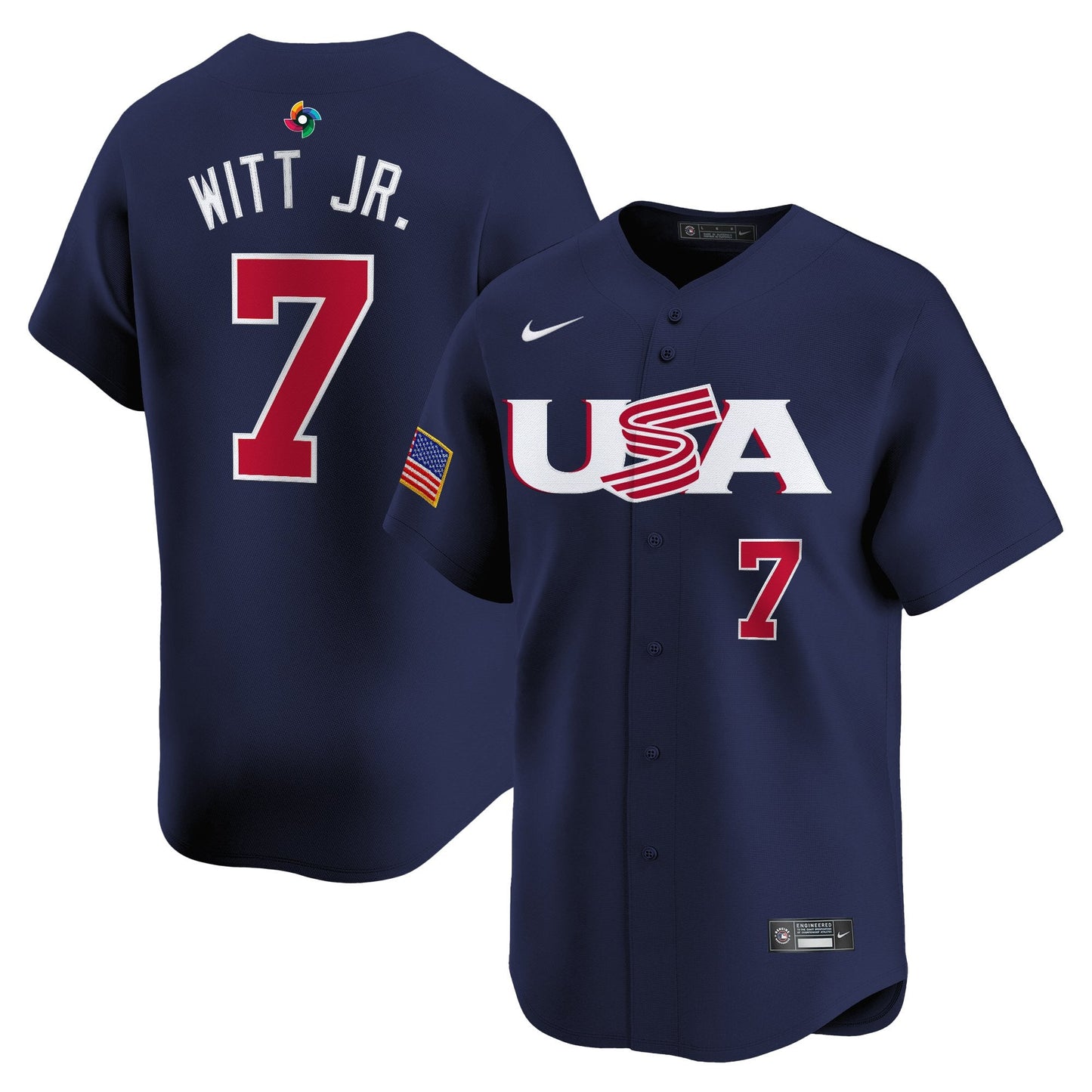 Men's Team USA World Baseball Classic Vapor Premier Jersey - 2026 Roster (Projected Number) - All Stitched