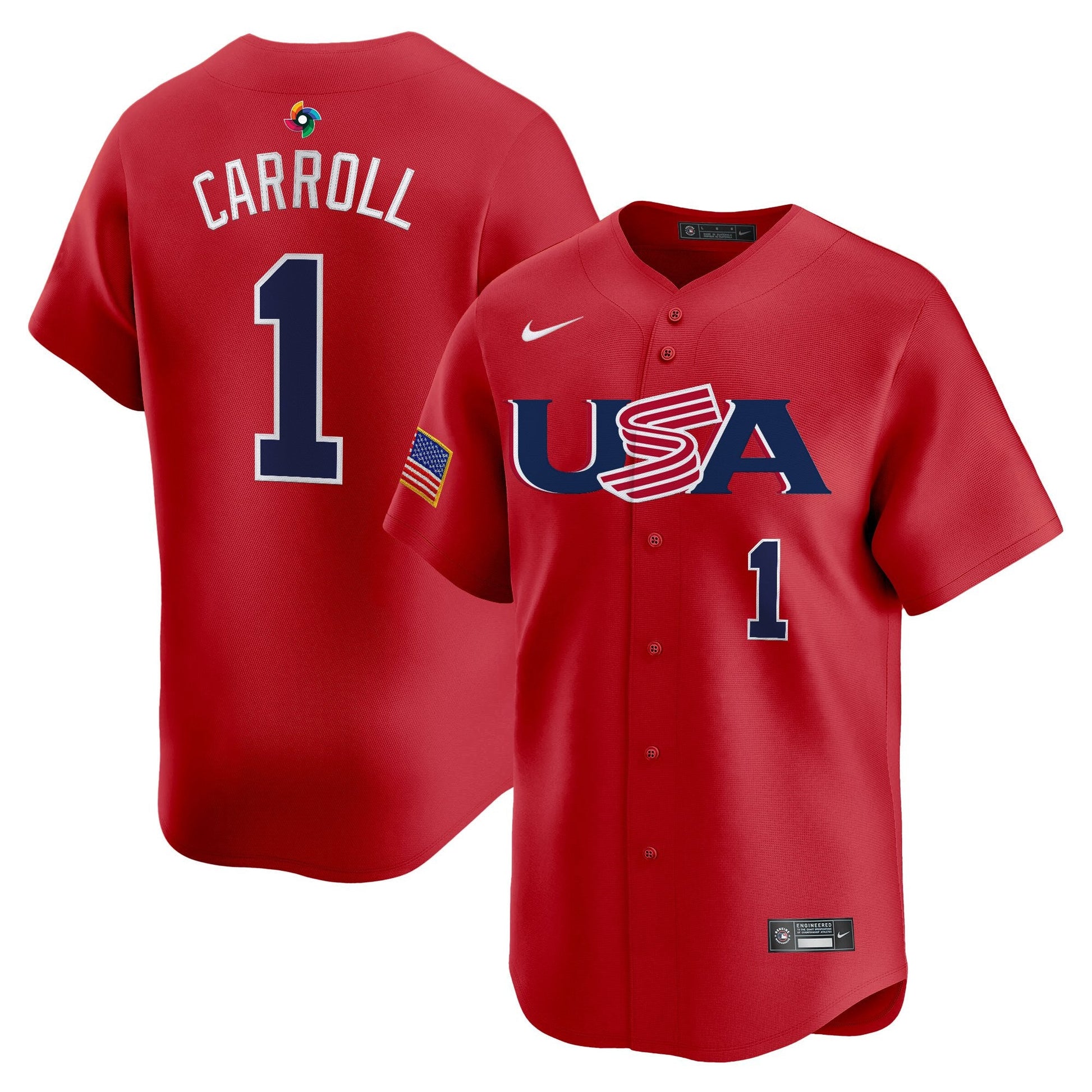 Men's Team USA World Baseball Classic Vapor Premier Jersey - 2026 Roster (Projected Number) - All Stitched