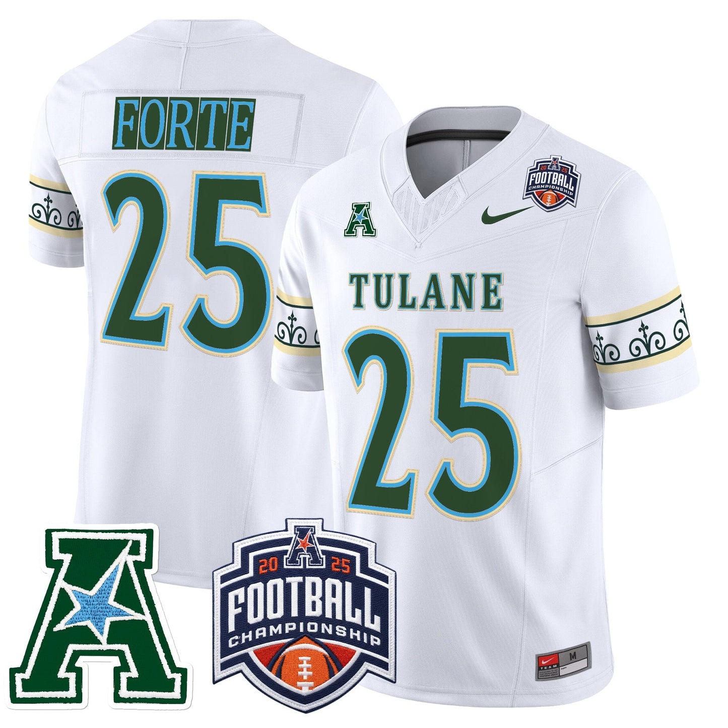 Men's Tulane Green Wave 'City Edition' Vapor Limited Jersey - 2025 AAC Championship Patch - All Stitched