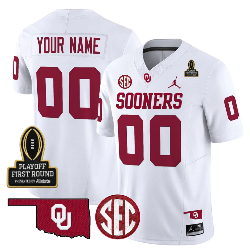 Custom OU 2025 Playoff First Round Patch Jersey - All Stitched
