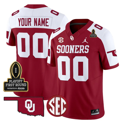 Custom OU 2025 Playoff First Round Patch Jersey - All Stitched