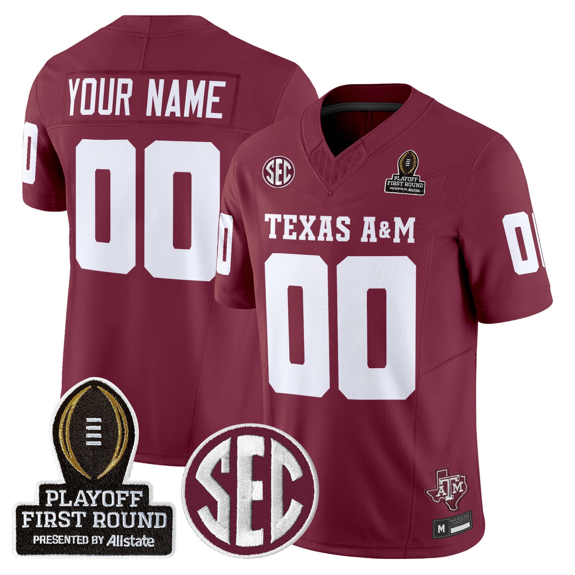 Texas A&M Aggies 2025 Playoff First Round Vapor Limited Custom Jersey - All Stitched