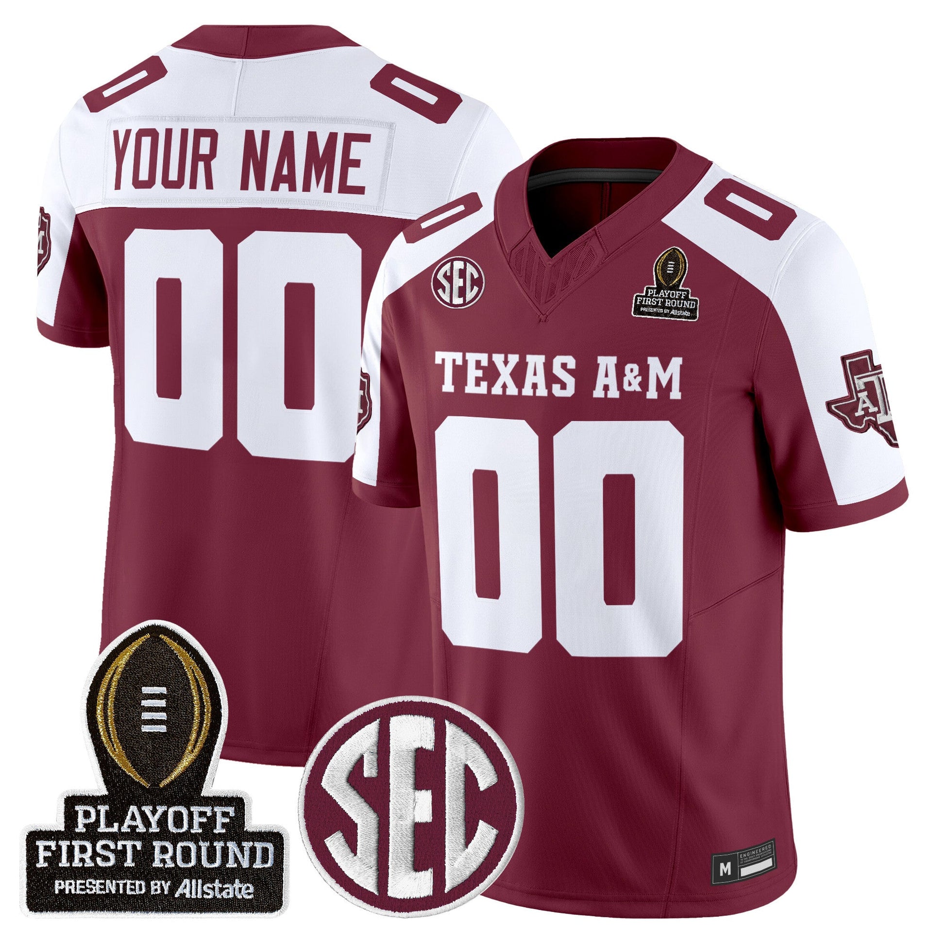 Texas A&M Aggies 2025 Playoff First Round Vapor Limited Custom Jersey - All Stitched