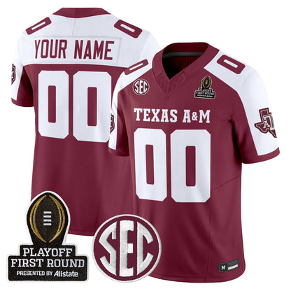 Texas A&M Aggies 2025 Playoff First Round Vapor Limited Custom Jersey - All Stitched