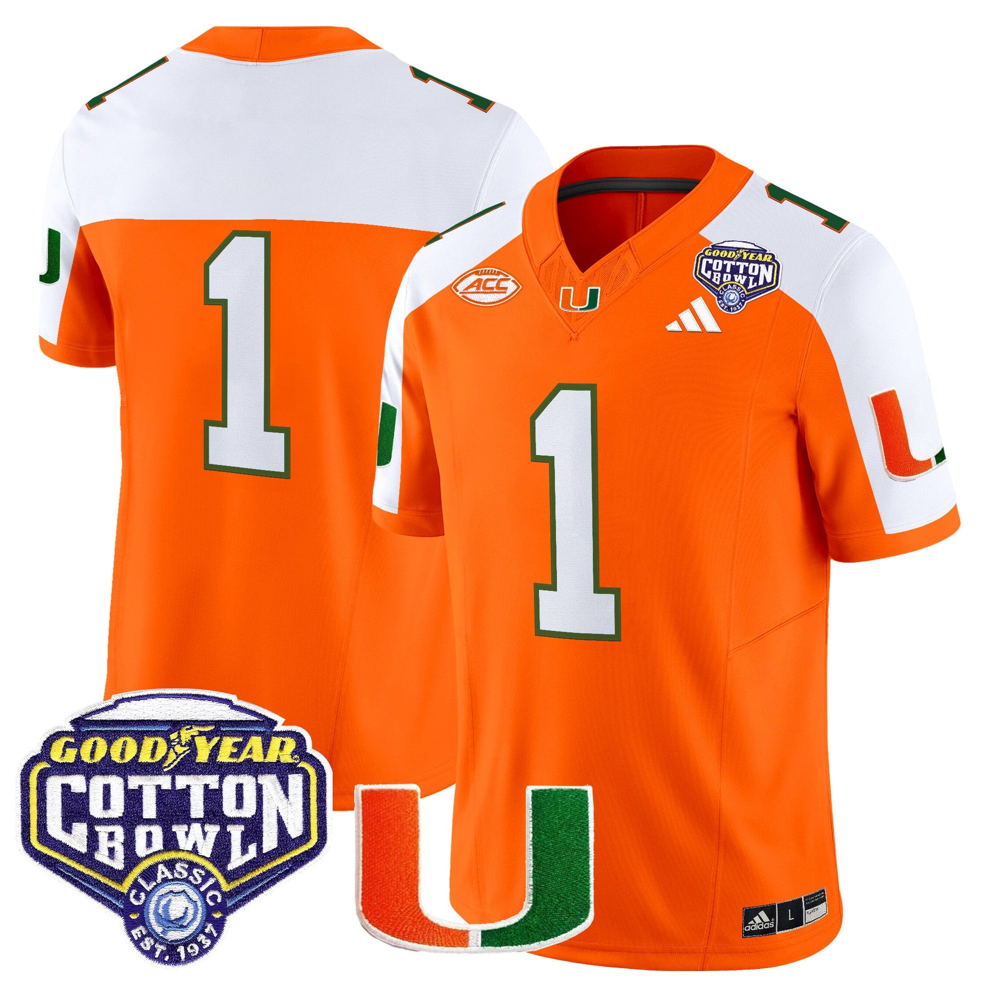 Men's Miami Hurricanes 2025 Vapor Limited Jersey - 2025 Cotton Bowl Patch - All Stitched